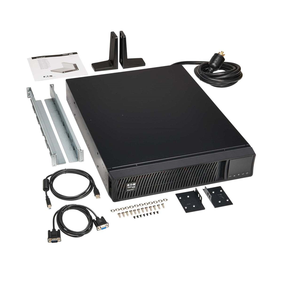 Tripp Lite Eaton Series 3000VA Smart UPS Back Up, Sine Wave, 120V, 3000W, 7 Outlets, 2U Rackmount or Tower, Network Card Option, LCD, USB, DB9, 3-Year Warranty & $250,000 Insurance (SMART3000RM2U)