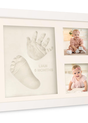 Baby Hand and Footprint Kit Quick Dry Clay Baby Footprints (Alpine White) | Pets Paw Kit, Newborn Keepsake Picture Frame for Boys, Girls, Personalized New Mom Gifts for Shower & Registry, Grandparents