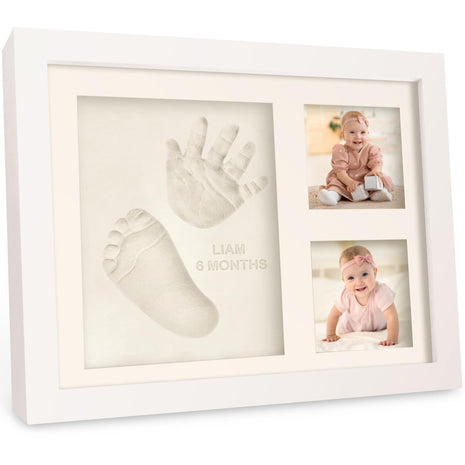 Baby Hand and Footprint Kit Quick Dry Clay Baby Footprints (Alpine White) | Pets Paw Kit, Newborn Keepsake Picture Frame for Boys, Girls, Personalized New Mom Gifts for Shower & Registry, Grandparents