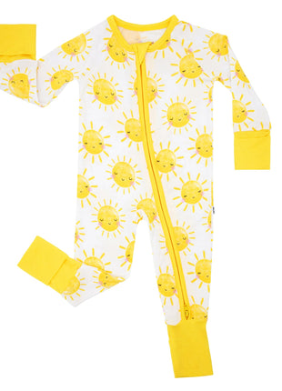 Little Sleepies Pajamas for Baby Boys & Girls, Viscose from Bamboo Baby Pajamas, Snug Sleeper, Toddler PJs, 2-Way Zipper, Sunshine, 0-3M