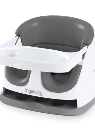 Ingenuity Baby Base 2-in-1 Booster Feeding and Floor Seat with Self-Storing Tray - Slate