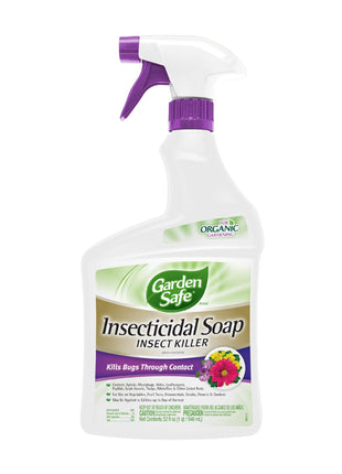 Garden Safe Brand Insecticidal Soap Insect Killer, 32 Fluid Ounces, For Organic Gardening, Kills Bugs Through Contact