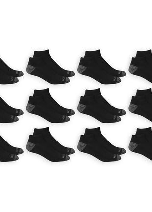 Fruit of the Loom Men's Dual Defense Low Cut Socks (12 Pack), Black, Medium (6 - 12)