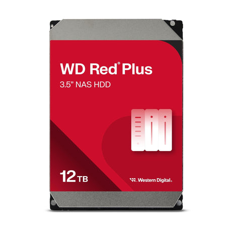 Western Digital 12TB WD Red Plus NAS Internal Hard Drive HDD - 7200 RPM, SATA 6 GB/s, CMR, 512 MB Cache, 3.5 inch - WD120EFGX