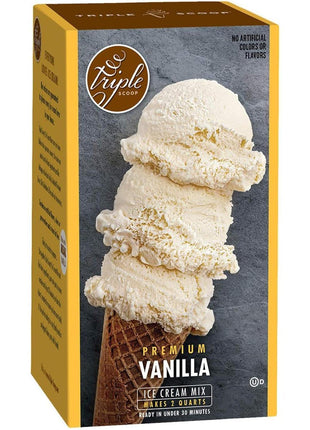Triple Scoop - Premium Vanilla Ice Cream Mix For Ice Cream Maker. Simple, Easy, Delicious. From Gourmet Mix To Maker in 5 Minutes, Makes 2 Creamy Quarts. Made in USA. (1 Pack, Vanilla)