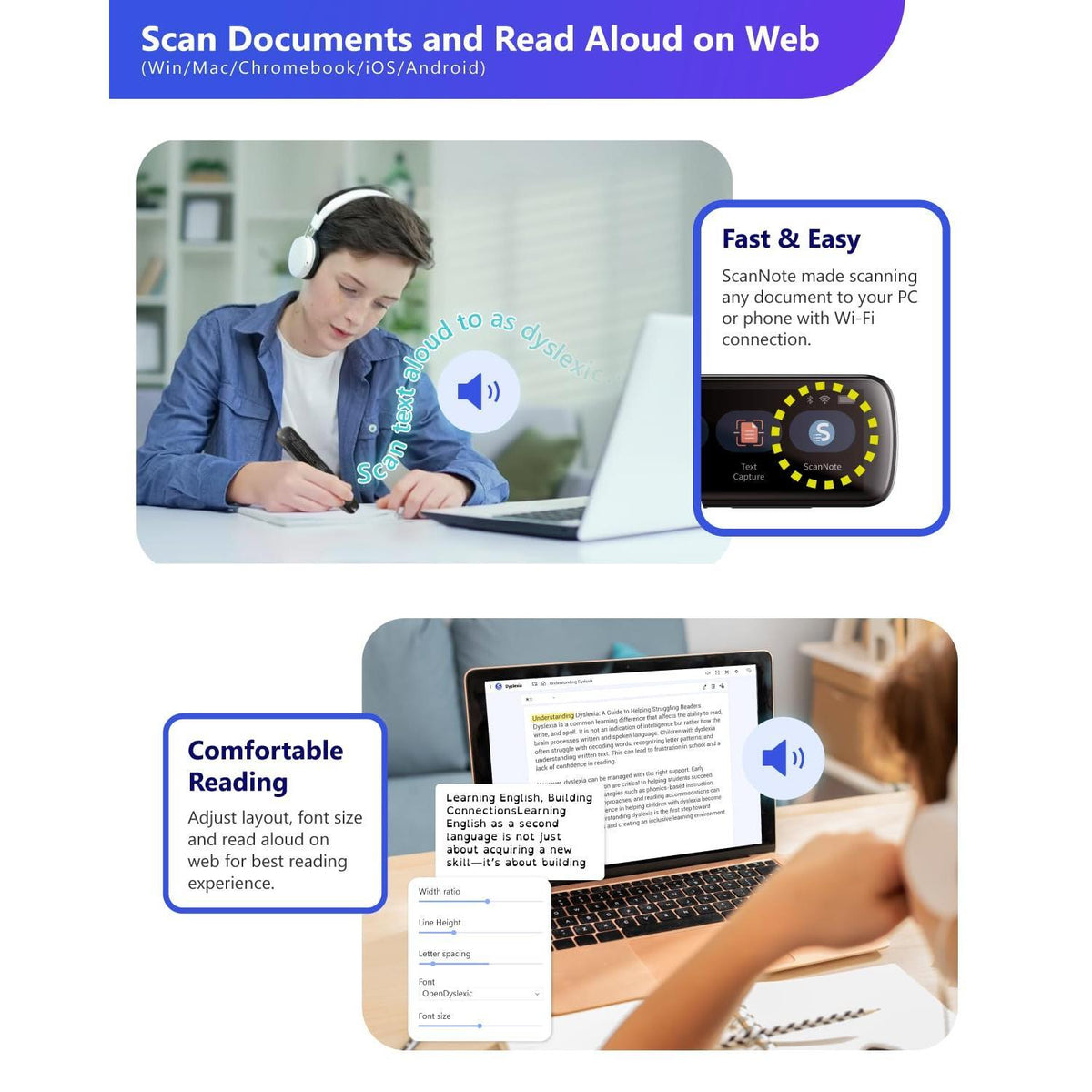 PenPower WorldPenScan Go - Translation Pen with Scanning, Reading, Audio Recording, Live Interpretation, and AI English Learning Platform for Kids & Adults