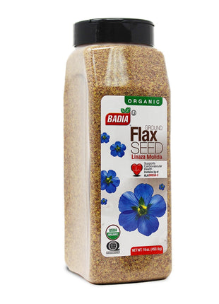Badia Organic Ground Flax Seed, 16 oz   Superfood High in Fiber & Omega 3, Certified Organic, Non GMO, Baking, Smoothies & Cooking