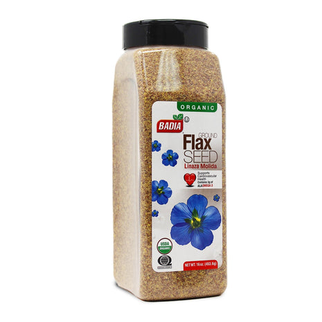 Badia Organic Ground Flax Seed, 16 oz   Superfood High in Fiber & Omega 3, Certified Organic, Non GMO, Baking, Smoothies & Cooking