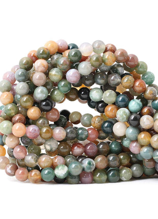 60PCS 6mm Natural Indian Agate Gemstone Round Loose Beads for Jewelry Making DIY 1 Strand 15 inch