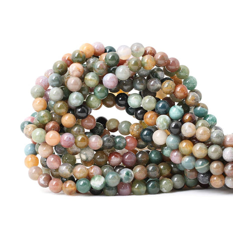 60PCS 6mm Natural Indian Agate Gemstone Round Loose Beads for Jewelry Making DIY 1 Strand 15 inch