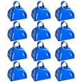BLUE PANDA 12 Pack 3-inch Cowbells with Handle, Blue Hand Percussion Cow Bells Noise Makers for Sporting Events, Football Games and Celebrations - Cowbell Noise Maker