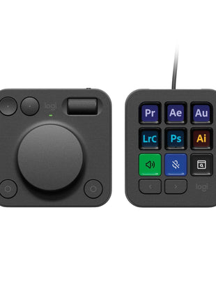 Logitech MX Creative Console, 9 Customizable LCD Keys, Stream Deck Accessories,Connectivity Technology USB-C, Control Dial for Graphic Design, Zoom, Spotify - Graphite, 3-Month Adobe Cloud Membership