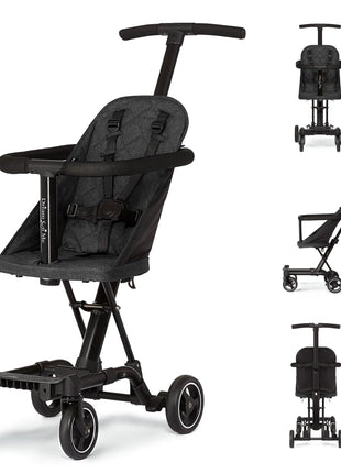 Dream On Me Coast Rider Lightweight Travel Stroller, 45 Lb Limit, Black | 5-Point Harness, Smooth Wheels, Compact Baby & Toddler Stroller, Theme Park Approved, Quick Fold, Converts to Rider & Scooter