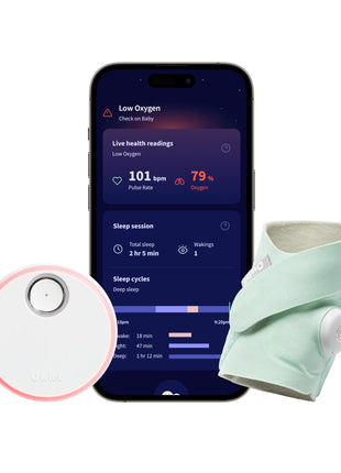 Owlet Dream Sock Smart Wearable Baby Monitor Tracks Heart Rate & Oxygen in Real Time Parents Receive Alerts, Sleep Insights & More via App - Mint