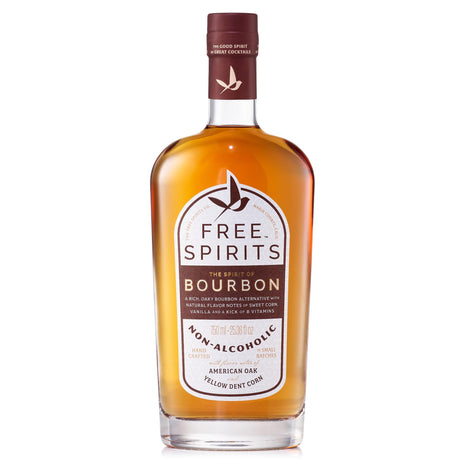 Free Spirits Non-Alcoholic Bourbon Spirit - Award Winning Whiskey Alternative - Low Calorie, Vegan, Gluten-Free with B-Vitamins - Natural Ingredients for Delicious Cocktails - 750 ml Bottle