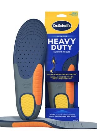 Dr. Scholl's Heavy Duty Support Insole Orthotics, Big & Tall, 200lbs+, Wide Feet, Shock Absorbing, Arch Support, Distributes Pressure, Trim to Fit Inserts, Work Boots & Shoes, Men Size 8-14, 1 Pair