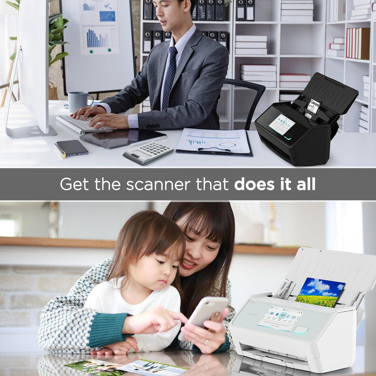 ScanSnap iX2500 Wireless or USB High-Speed Cloud Enabled Document, Photo & Receipt Scanner with Large Touchscreen and 100 Page Auto Document Feeder for Mac or PC, White