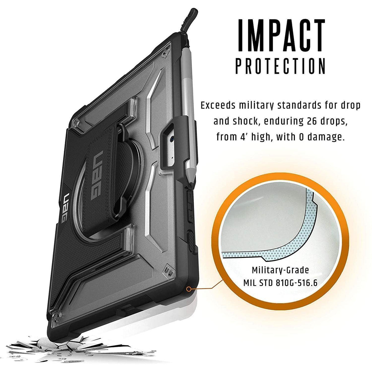 URBAN ARMOR GEAR UAG Designed for Microsoft Surface Go 4 / Surface Go 3 / Surface Go 2 / Surface Go Case 10.5" Plasma w/Hand Strap & Shoulder Strap Feather-Light Rugged Military Drop Tested Cover Ice