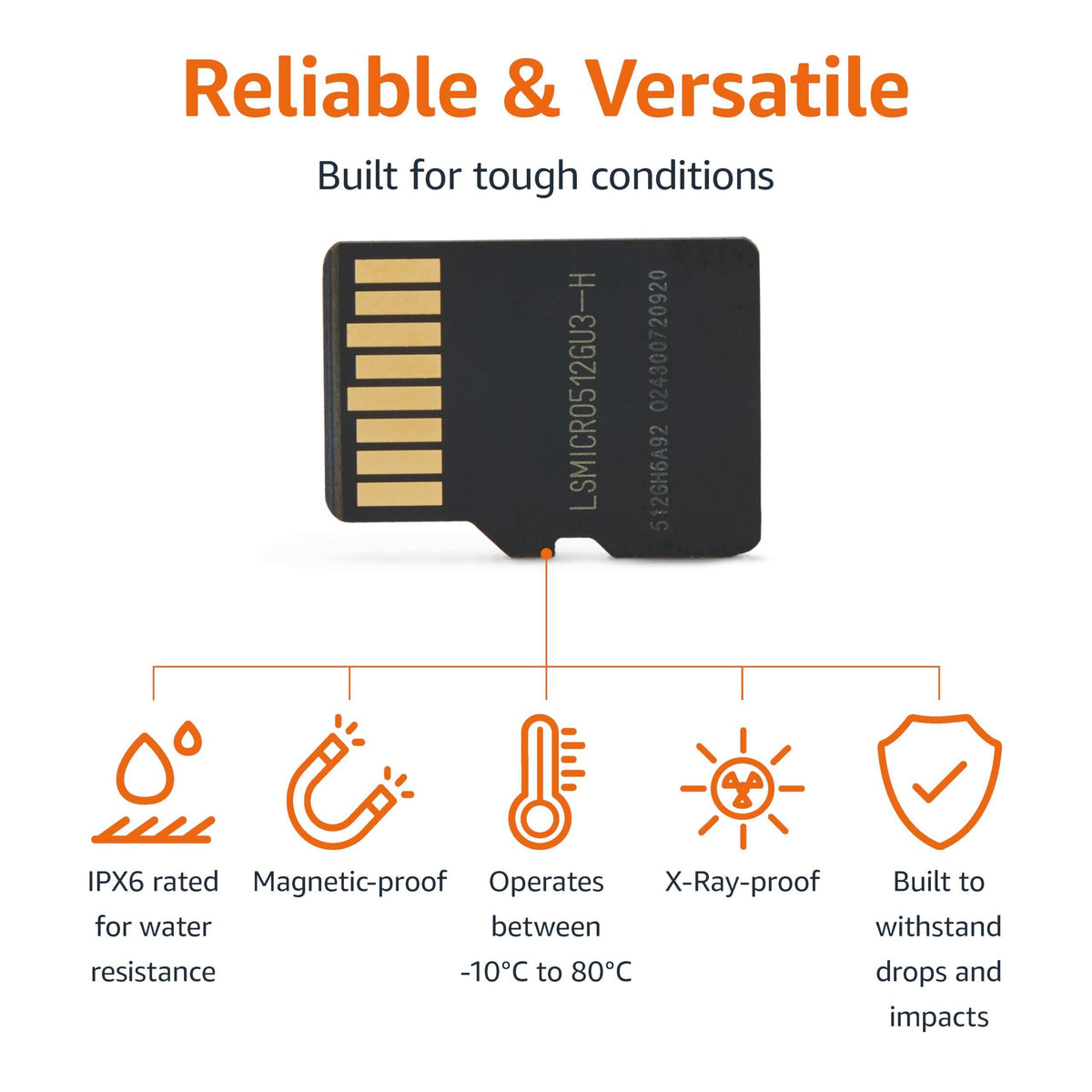 Amazon Basics 512GB microSDXC Card with Adapter, Read Speed Up to 200MB/s, 1-Pack