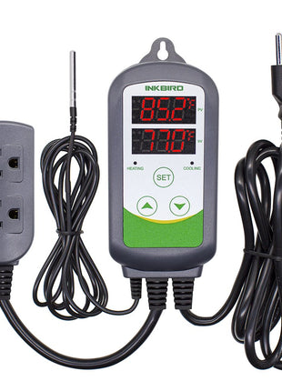 Inkbird ITC-308 Digital Temperature Controller 2-Stage Outlet Thermostat Heating and Cooling Mode Carboy Homebrew Fermenter Greenhouse Terrarium 110V 10A 1100W
