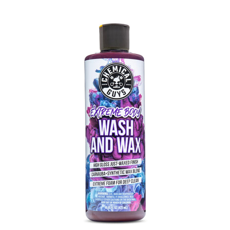 Chemical Guys Extreme Bodywash & Wax Foaming Car Wash Soap - Soap for Foam Cannons, Foam Guns, or Bucket Washes for Cars, Trucks, Motorcycles, RVs, and More, Grape Scent - 16 oz