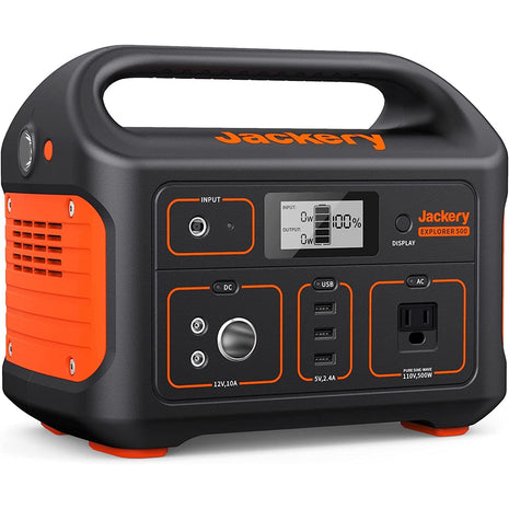 Jackery Portable Power Station Explorer 500, 518Wh Outdoor Solar Generator Mobile Lithium Battery Pack with 110V/500W AC Outlet for Home Use, Emergency Backup,Road Trip Camping (Solar Panel Optional)