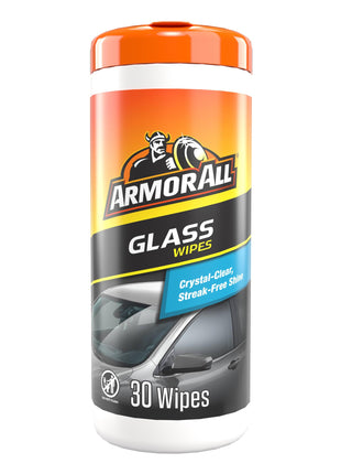 Armor All Car Glass Wipes, Auto Glass Cleaner for Film and Grime, 30 Count