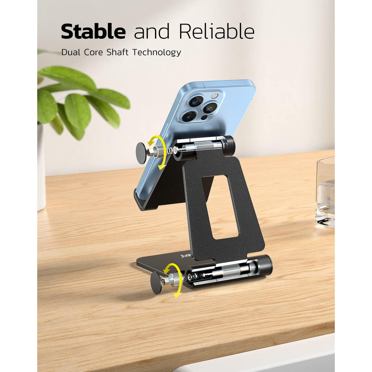 Nulaxy Dual Folding Cell Phone Stand, Fully Adjustable Foldable Desktop Phone Holder Cradle Dock Compatible with Phone 16 15 14 13 12 11 Pro Xs Xs Max Xr X 8, Nintendo Switch, All Phones