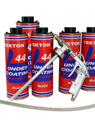 Tekton44 Undercoating for Trucks, Black Sprayable Auto Undercoating (5 Liter Cans + 1 Spray Gun + 1 Spray Wand)