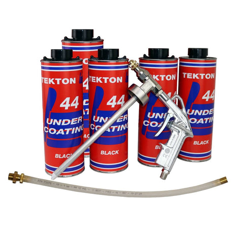 Tekton44 Undercoating for Trucks, Black Sprayable Auto Undercoating (5 Liter Cans + 1 Spray Gun + 1 Spray Wand)