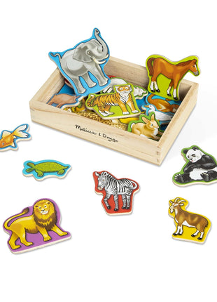 Melissa & Doug Wooden Animal Magnets Set (20 Pieces) – Farm, Zoo & Pet Fridge Magnets in Storage Box – Montessori Preschool Learning Toys for Toddlers & Kids Ages 2+ - FSC-Certified