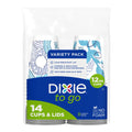 Dixie To Go Paper Coffee Cups With Lids, 12 oz, 14 ct, Disposable Insulated Paper Cups for On-The-Go Hot or Cold Beverages