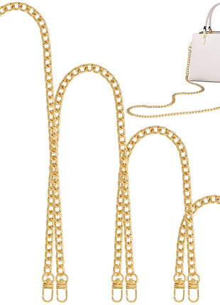 4 Sizes Flat Purse Chain Strap Crossbody Bag Replacement Strap with Metal Buckles(47.2/31.5/15.7/7.9 Inches, Gold)