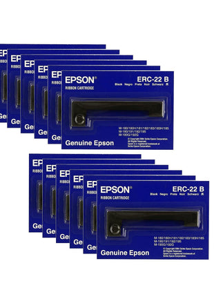 Genuine Epson (ERC-22B) 12-Pack Black Ribbon Cartridge For: M-180, M-181, M-183, M-185 (E65103)
