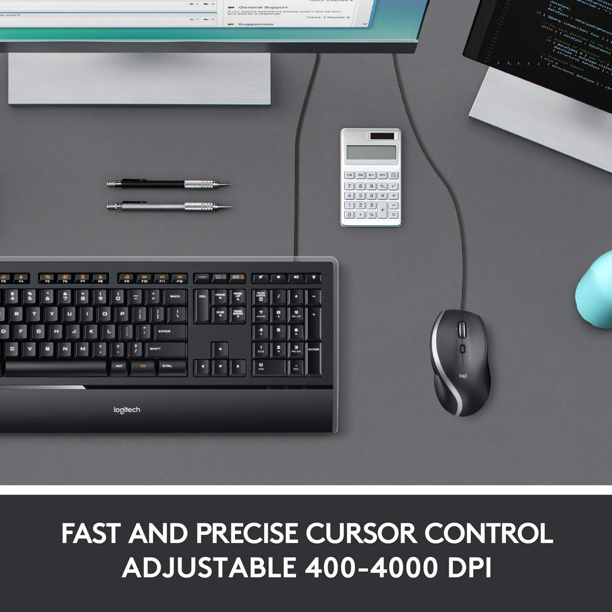 Logitech M500s Advanced Corded Mouse with Advanced Hyper-Fast Scrolling & Tilt, Customizable Buttons, High Precision Tracking with DPI Switch, USB Plug & Play