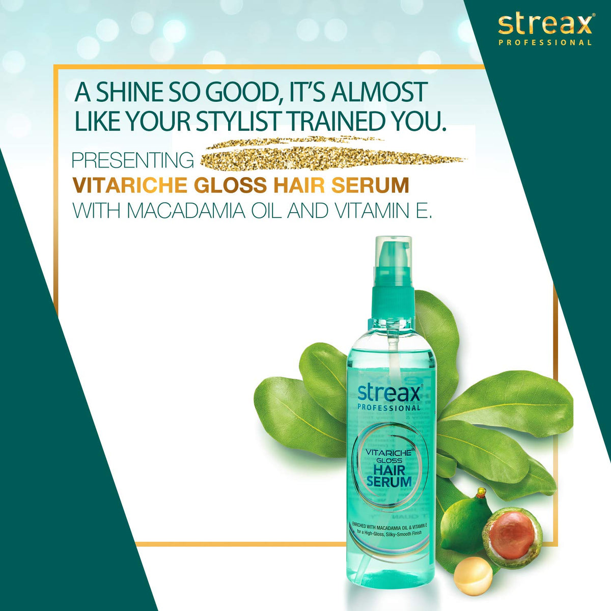 Streax Professional VitaRiche Gloss Hair Serum 200 ml x Pack of 3