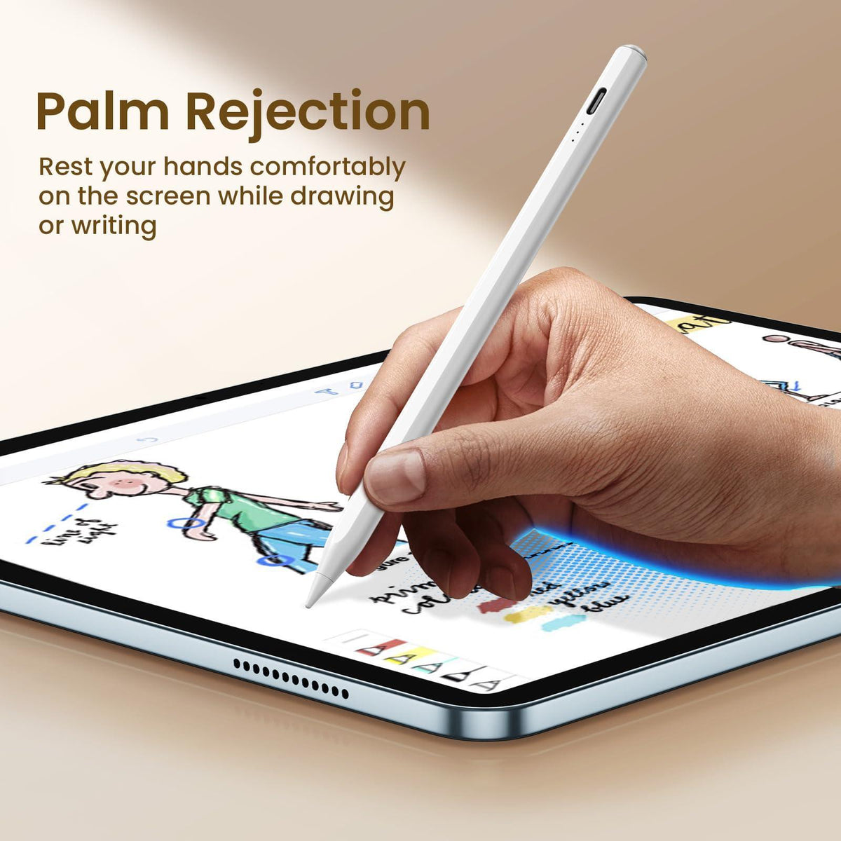 Hastraith Stylus Pen for iPad(2018-2025)-13 Mins Fast Charge with Tilt Sensitivity & Palm Rejection for iPad 11/10/9/8/7/6th Gen, Air 7/6/5/4/3/M3/M2, Pro 13"/12.9"/11"/M4, Mini 7/6/5th,White