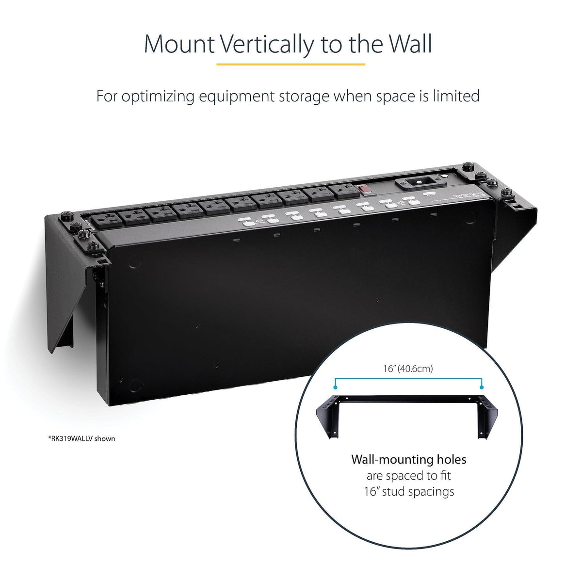 StarTech.com 3U 19in Steel Vertical Wall Mount Equipment Rack Bracket
