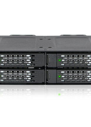 ICY DOCK 4 Bay 2.5 NVMe U.2/U.3 SSD PCIe 4.0 Rugged Mobile Rack Enclosure for 5.25" Bay (4 x Mini-SAS HD) | ToughArmor MB699VP-B