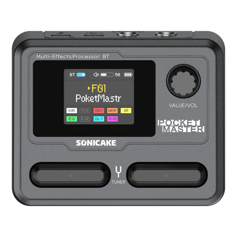 SONICAKE Pocket Master-Portable Multi Effects Pedal, 100 Built-in Guitar/Bass/Acoustic Effects, Amp Modeling, IR Cabinets Simulation, Stereo OTG USB Audio Interface, Rechargeable Guitar Pedal (Black)