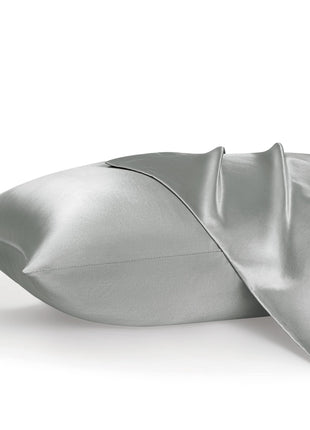 Bedsure Satin Pillowcase, Similar to Silk Pillow Cases Queen Size Set of 2, Cooling Pillow Case with Envelope Closure, Christmas Room Decor Gifts for Women Men, Silver Grey, 20x30 Inches, 2pcs