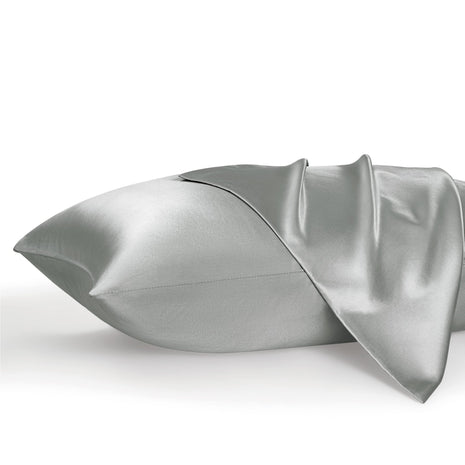 Bedsure Satin Pillowcase, Similar to Silk Pillow Cases Queen Size Set of 2, Cooling Pillow Case with Envelope Closure, Christmas Room Decor Gifts for Women Men, Silver Grey, 20x30 Inches, 2pcs