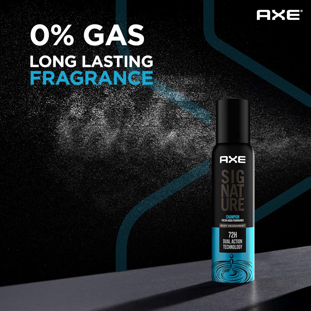 AXE Signature Champion No Gas Body Deodorant Bodyspray For Men 154 Ml, Pack of 1