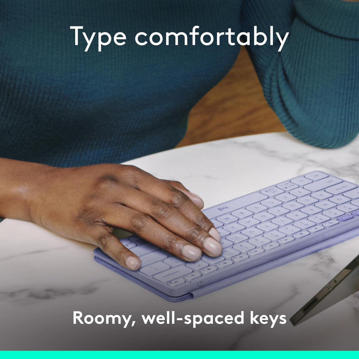 Logitech Keys-to-GO 2 Portable Bluetooth Tablet Keyboard with Built-in Cover, Slim & Compact Wireless Keyboard for Windows, Android, Linux, iPad, iPhone, Mac, Apple TV - Lilac