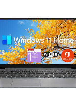 Lenovo IdeaPad 1 Student Laptop, 15.6 inch FHD Display, Intel Dual Core Processor, 12GB RAM, 512GB SSD + 128GB eMMC, 1 Year Office 365, Wi-Fi 6, Webcam, Bluetooth, SD Card Reader, Windows 11 Home, Grey