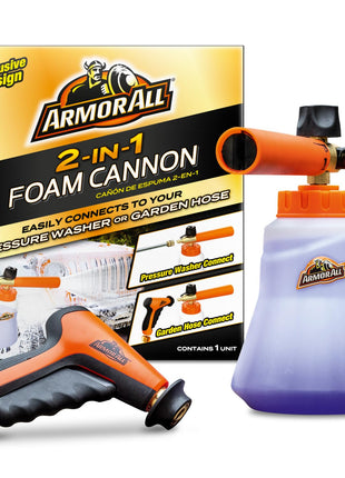 Armor All 2-in-1 Foam Cannon Kit, Car Cleaning Kit Connects to Power Washers and Garden Hoses for Vehicle Cleaning, Includes Foam Cannon, Foam Applicator and Ergonomic Adaptor, 1 count