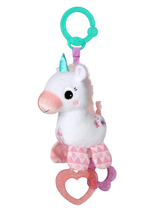 Bright Starts Unicorn Sparkle & Shine Plush Take-Along Stroller or Carrier Toy, Ages 0 Month+, Pink