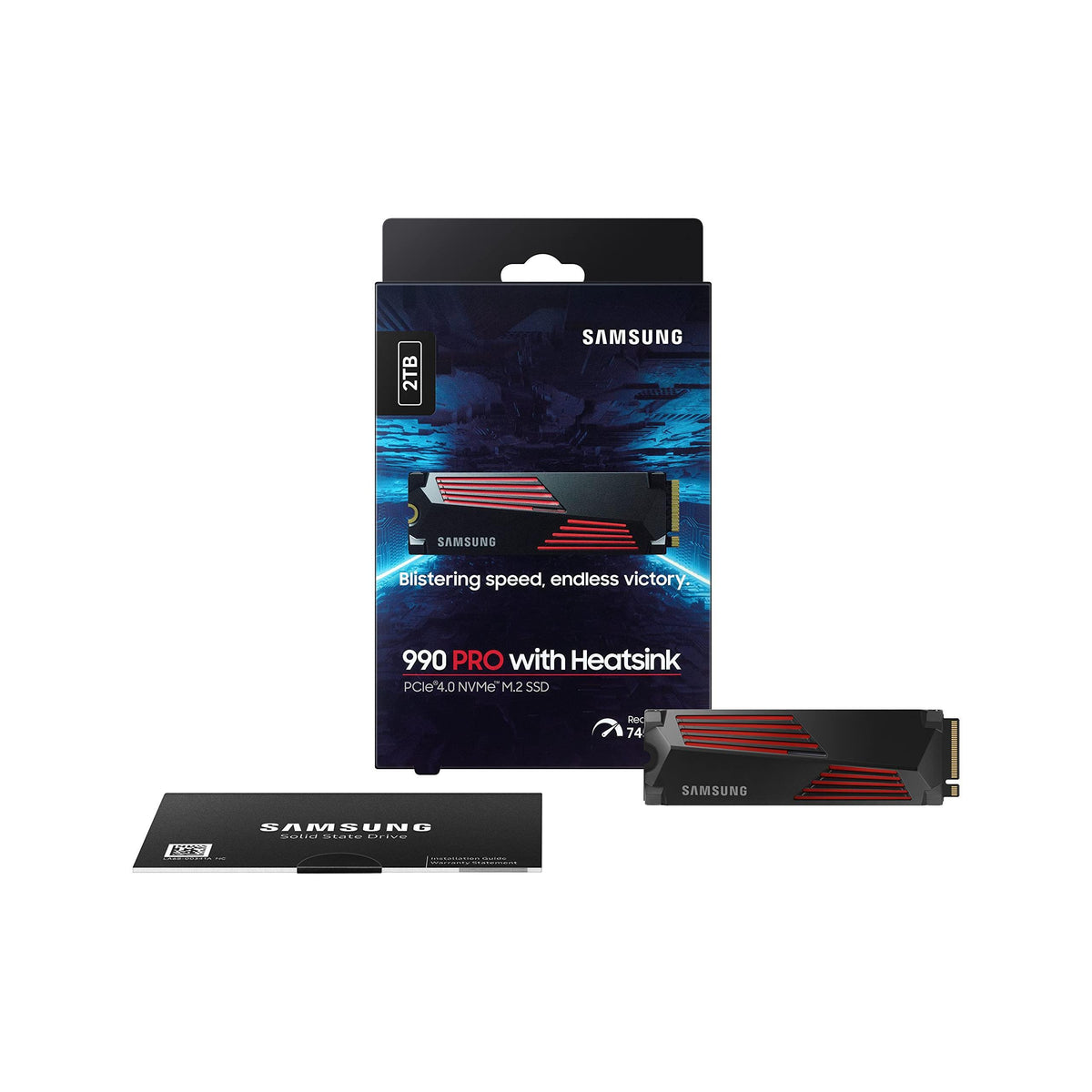 SAMSUNG 990 PRO w/ Heatsink SSD 2TB, PCIe Gen4 M.2 2280 Internal Solid State Hard Drive, Seq. Read Speeds Up To 7,450MB/s for High End Computing, Workstations, Compatible w/ PlayStation 5, MZ-V9P2T0CW