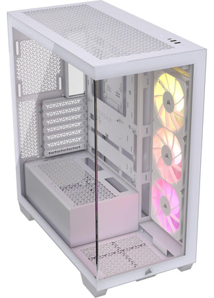 CORSAIR 3500X ARGB Mid-Tower ATX PC Case – Panoramic Tempered Glass – Reverse Connection Motherboard Compatible – 3X CORSAIR RS120 ARGB Fans Included – White