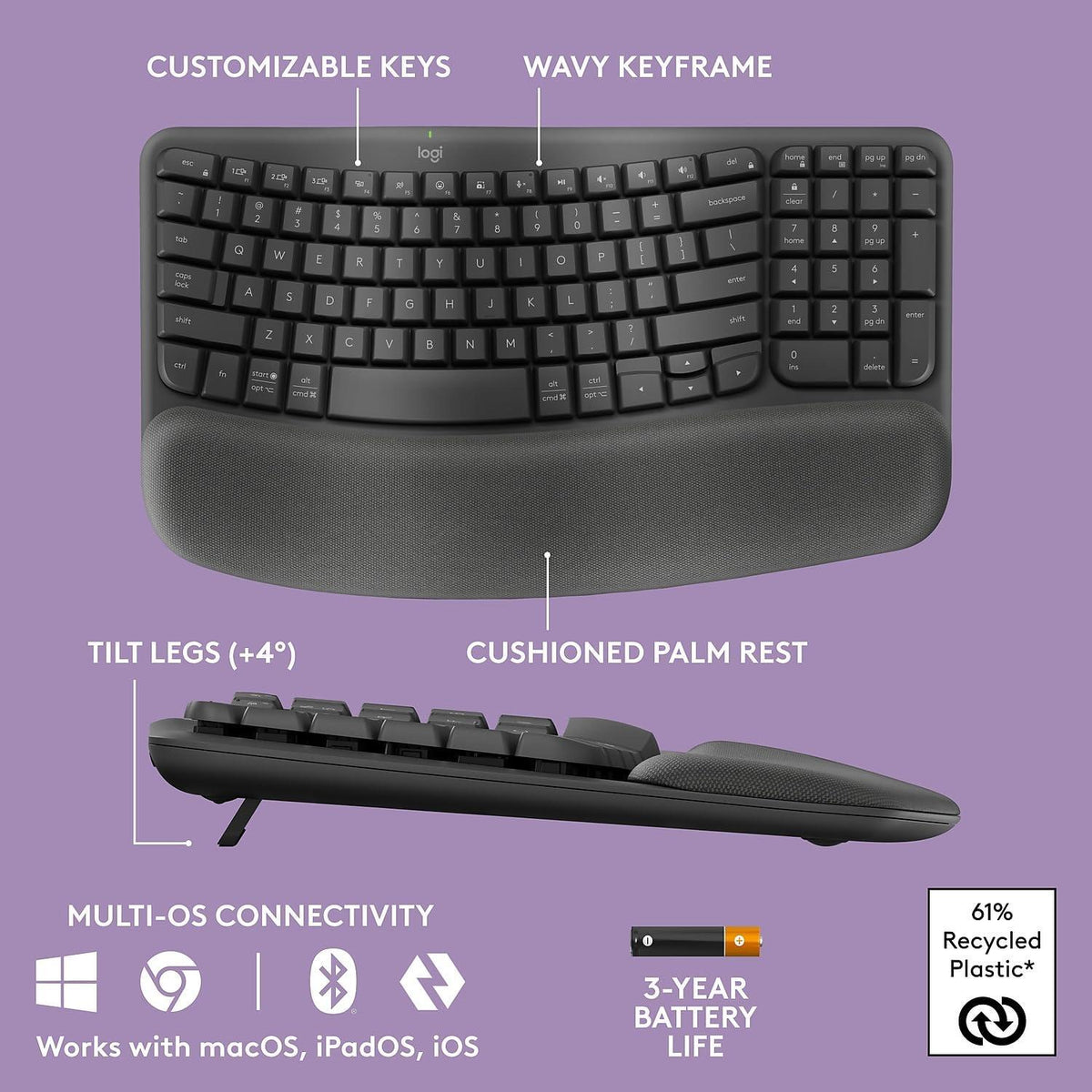 Logitech 920012059 MK670 Wireless Wave Keys Comb